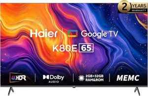 سعر تليفزيون هاير K80E الذكي 65 بوصة مع وفرإكس
